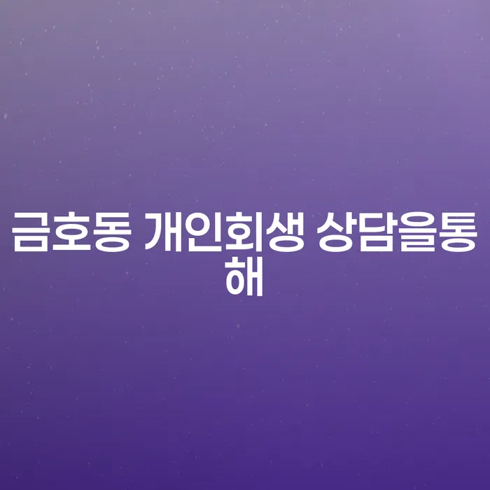 금호동 개인회생 상담을통해